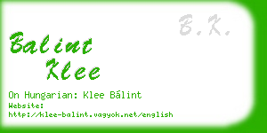 balint klee business card